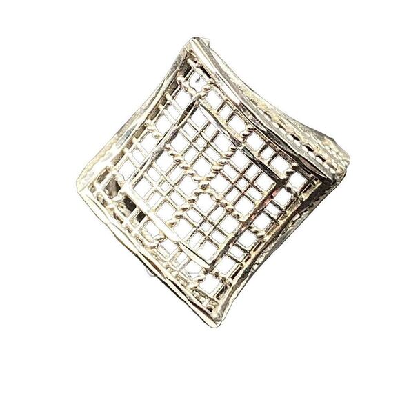 Sterling silver 925 mesh adjustable plaid ring - Picture 1 of 9